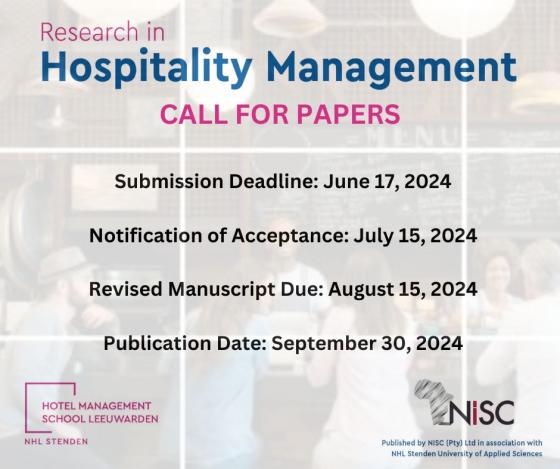 Call for Papers: Research in Hospitality Management 